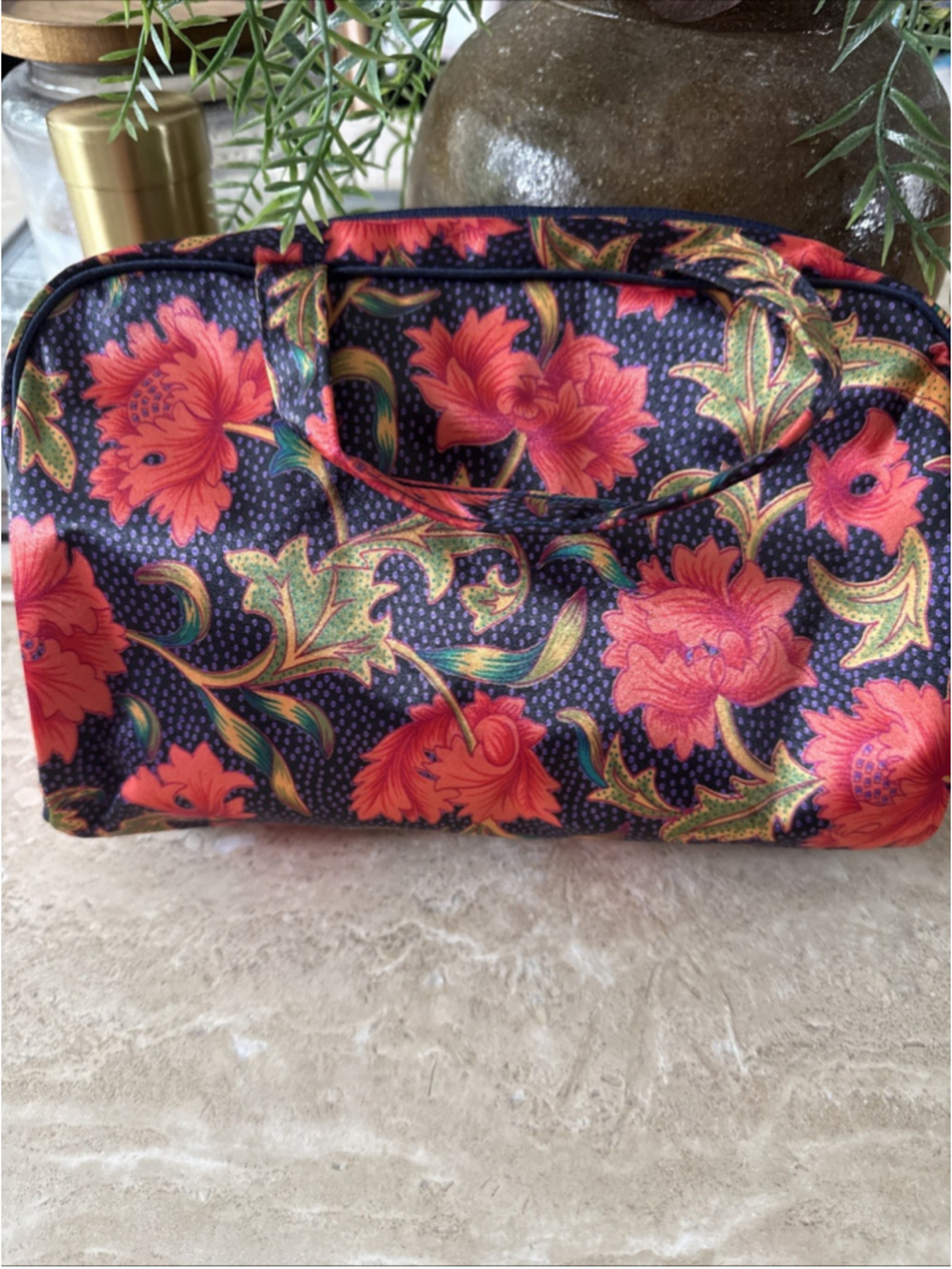 Trina Inc Floral Cosmetic Travel Bag 1960s